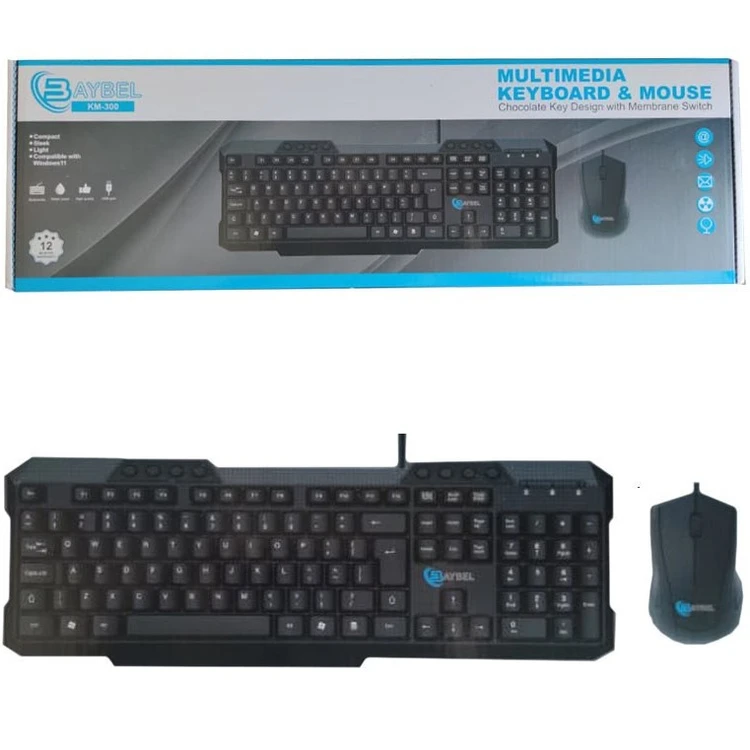 کیبورد و موس سیم دار BAYBEL KM-300 ضد آب  وارداتی اصلی