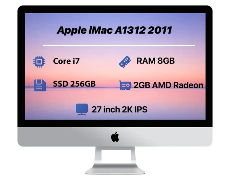 Apple iMac A1312 27″ 2K 2011 | i7-RAM 8GB-SSD 256GB-VGA 2GB استوک شو روم بدون کارکرد 6 ماه ضمانت تعمیراتی
